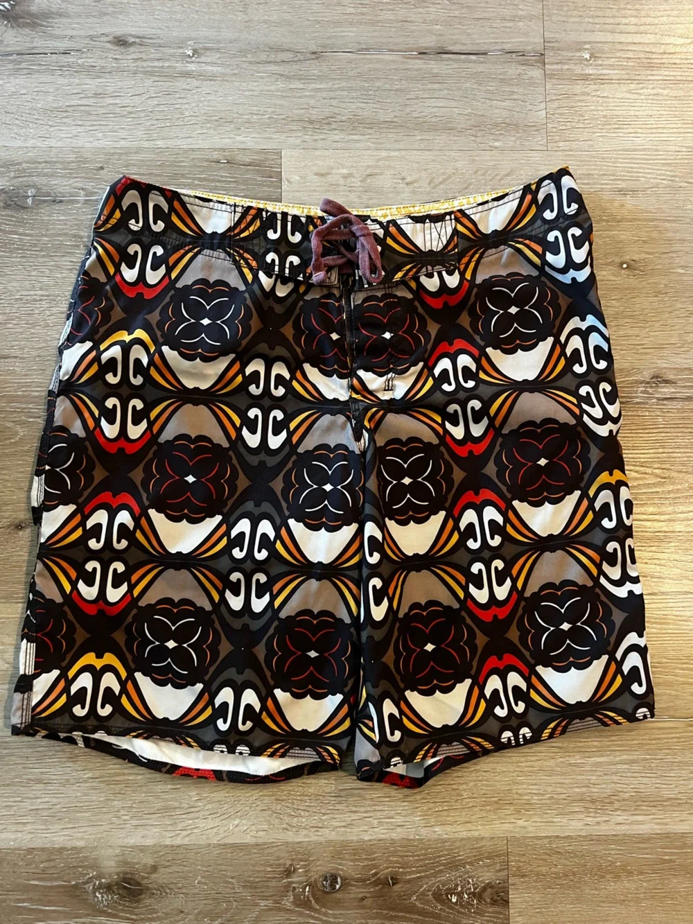 Old Navy Black, White, Red, Yellow Patterned Women's Shorts
